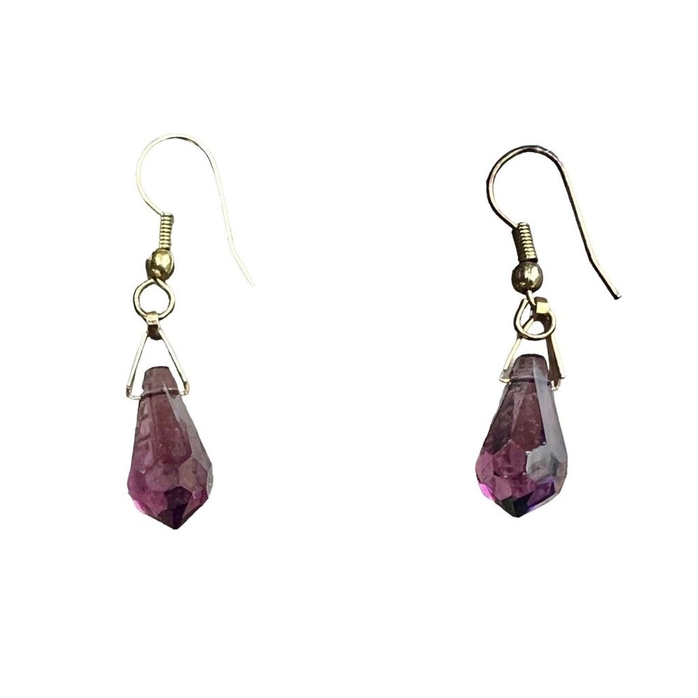 Elegant Amethyst Colored Crystal Teardrop Dangle Earrings - Perfect For When You - Picture 6 of 6